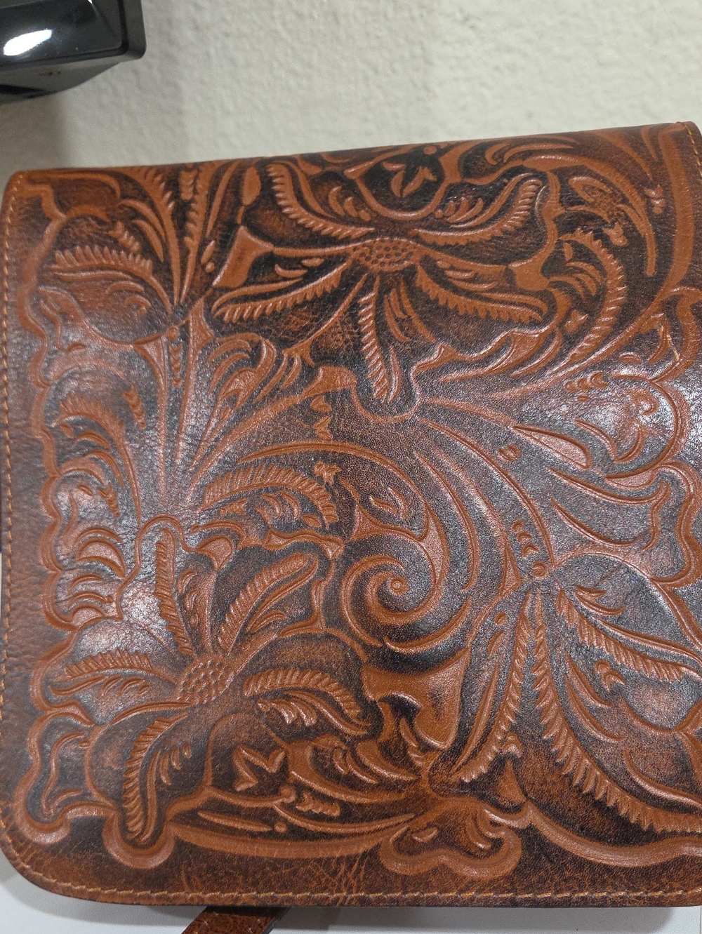 Patricia Nash Hand-Tooled Floral Leather Home Accent - Brown
